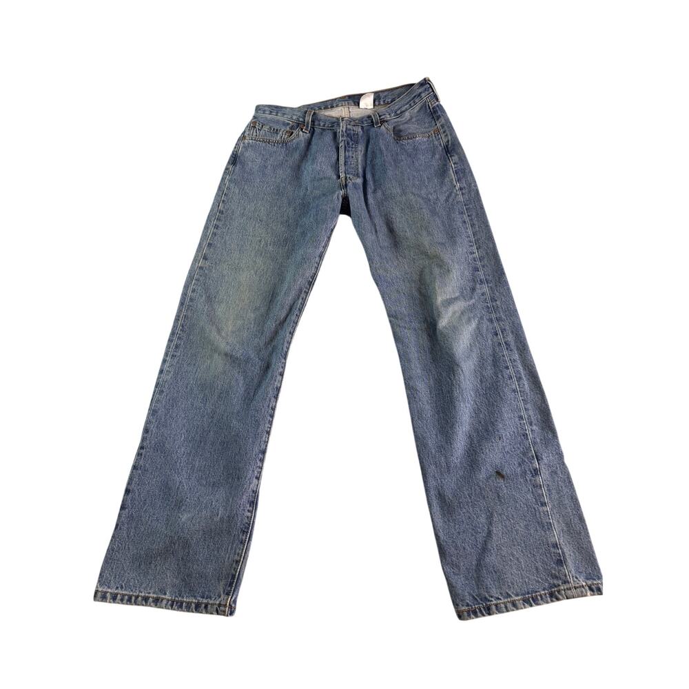 Levis 505 Jeans Mens 35x32 Blue Regular Fit Straight Leg 100% Cotton Denim